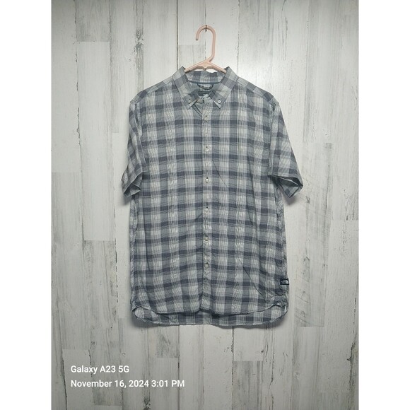 The North Face Men's Short Sleeve Gray Plaid Button Up Shirt Large Casual - Picture 1 of 11